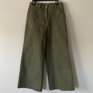 XS Green High Waisted Wide Leg Pants